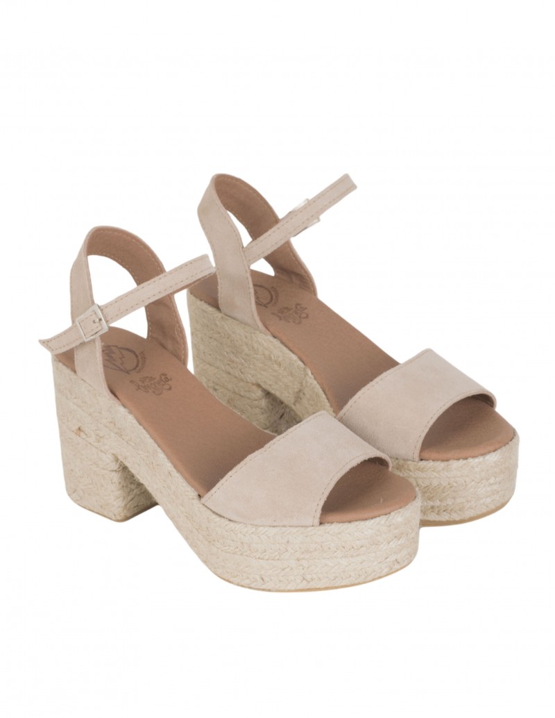 Sandalias Cuña Esparto Beige PERA LIMONERA