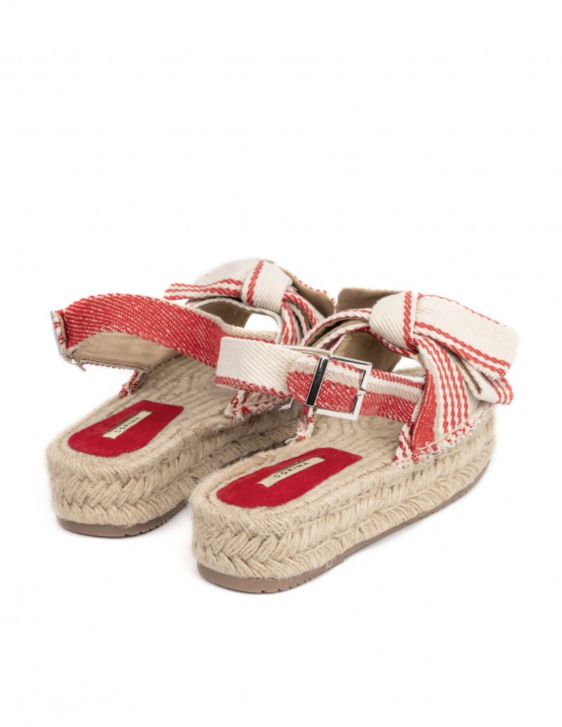 sandalias rayas rojas plataforma esparto