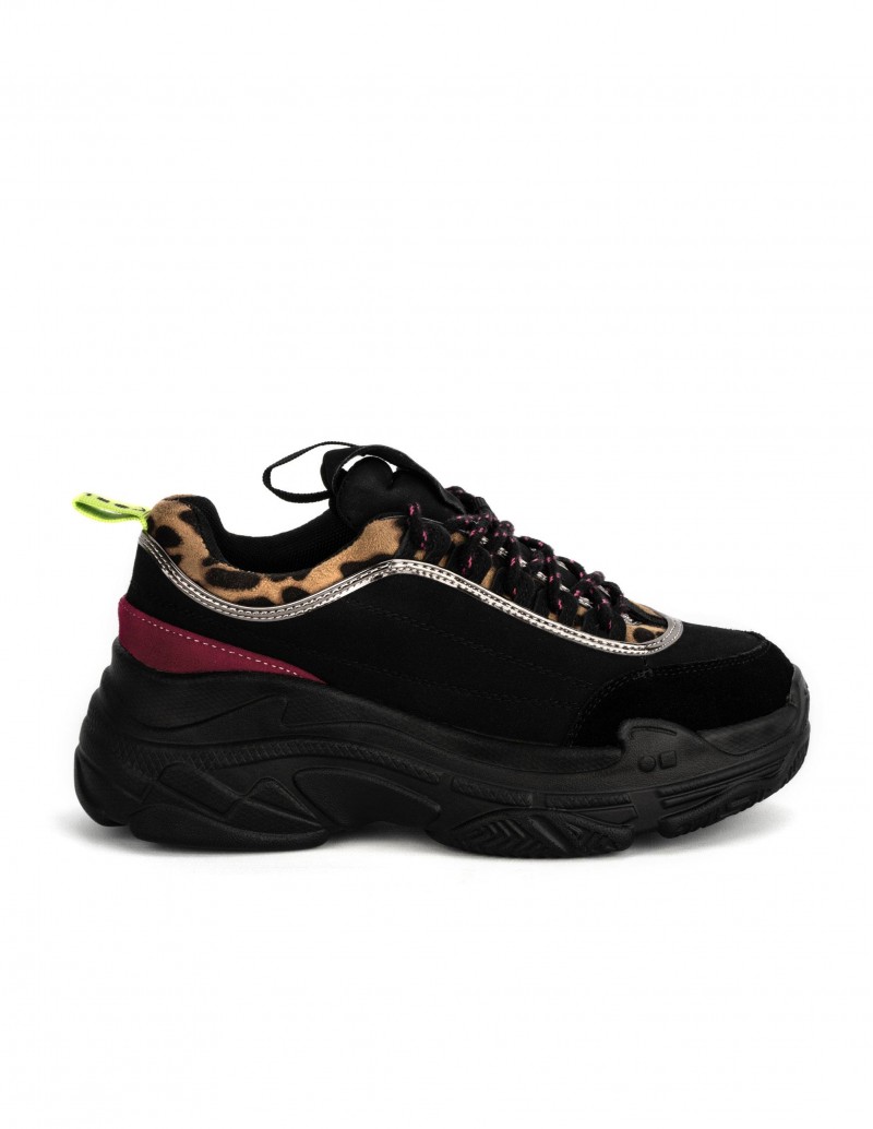 chunky sneakers negras plataforma coolway