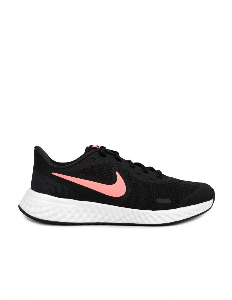 NIKE Revolution 5 Negras Logo Rosa