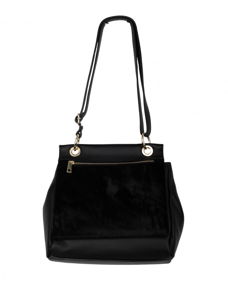 Bolso Negro Piel de Potro Mujer