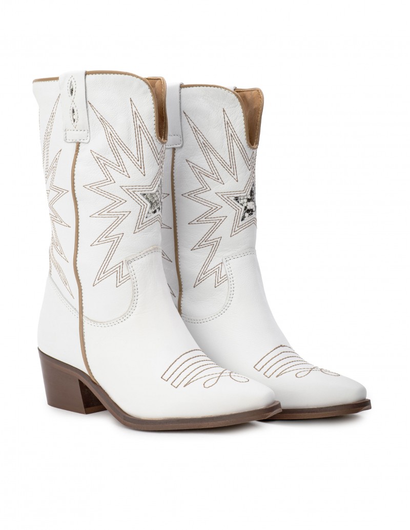Botas Cowboy Blancas Mujer