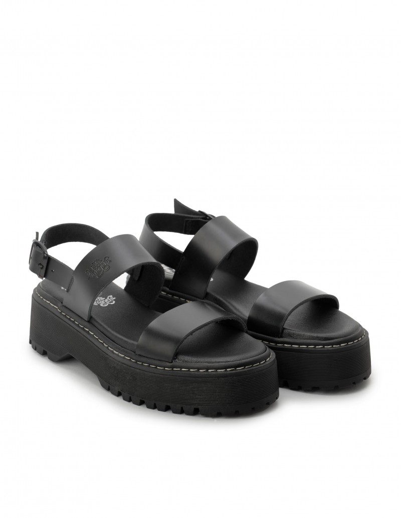 Sandalias Negras Plataforma Plana