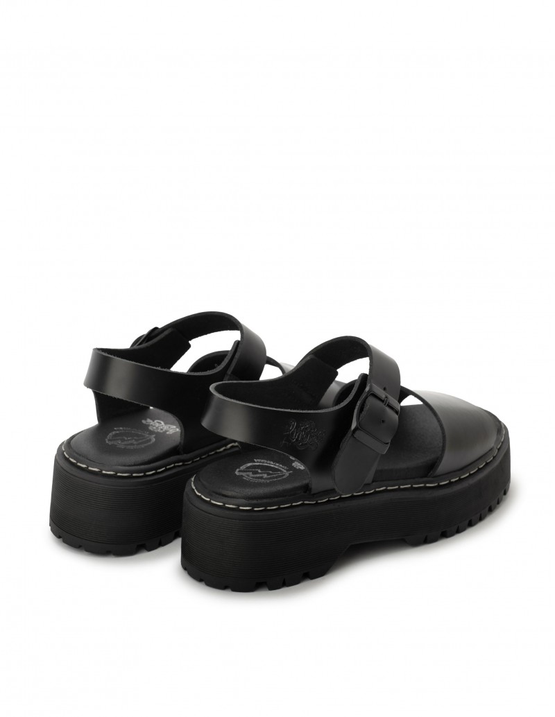 sandalias negras plataforma plana