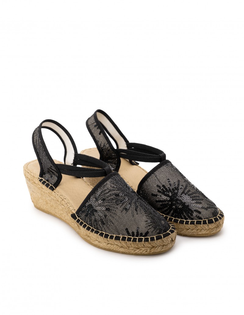 Alpargatas Cuña Lentejuelas Negras 2