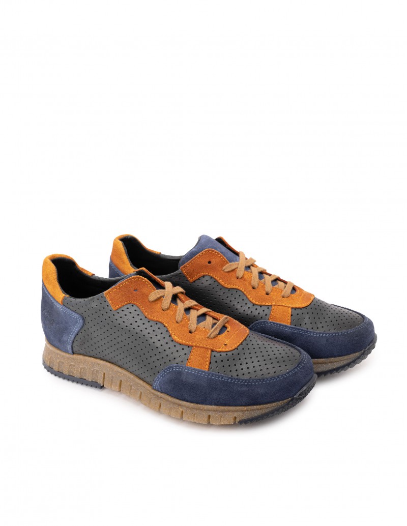 Zapatos Sport Hombre Piel Azul