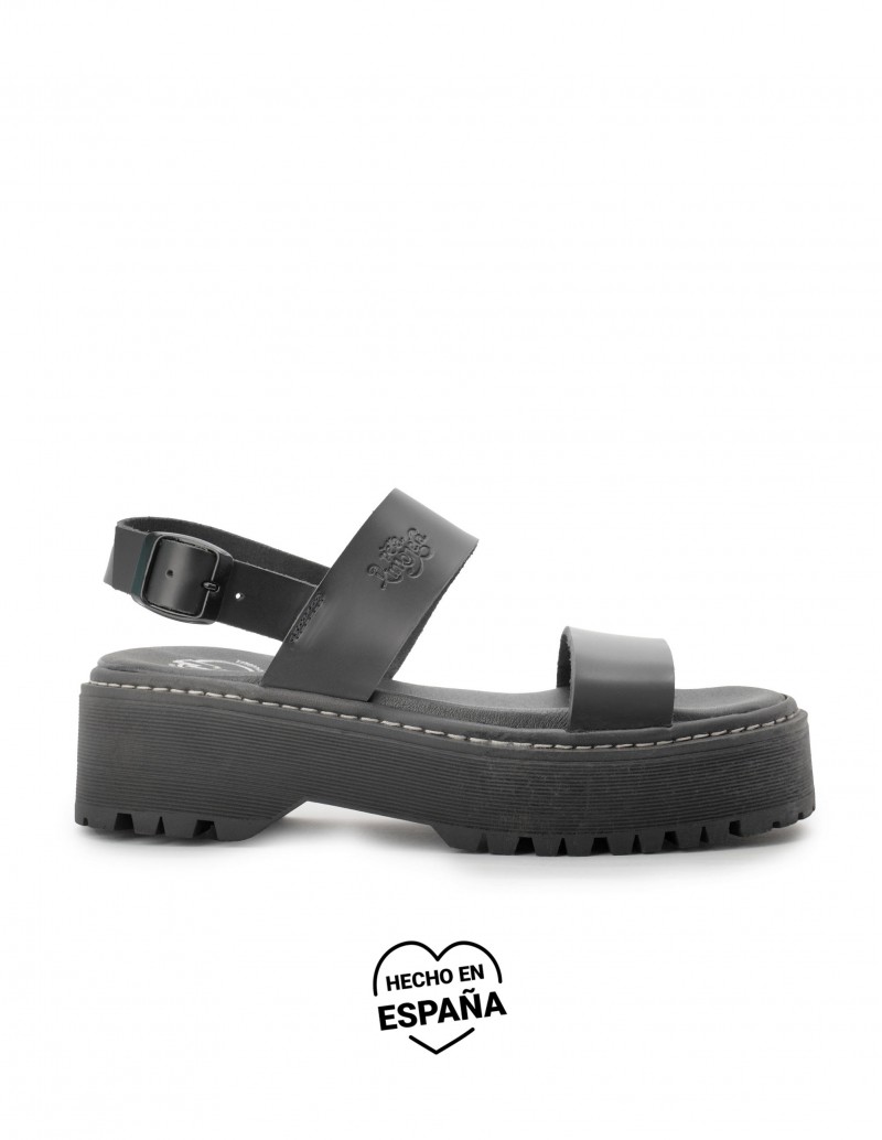 Sandalias Plataforma Plana Negras