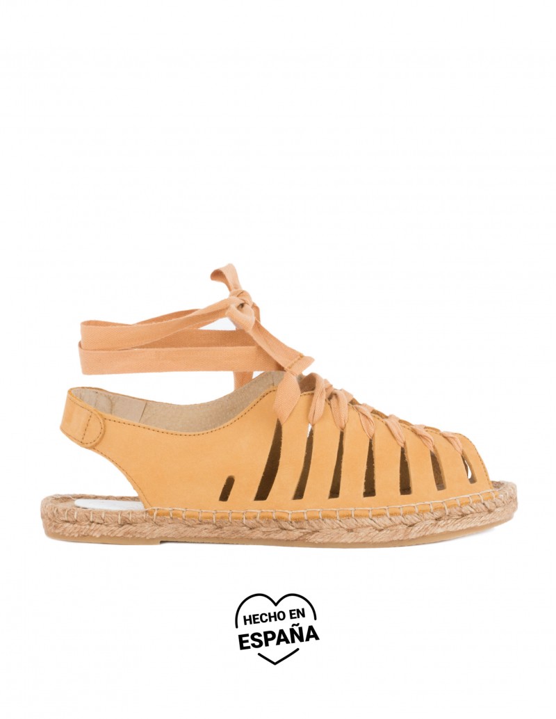 sandalias esparto mostaza mujer