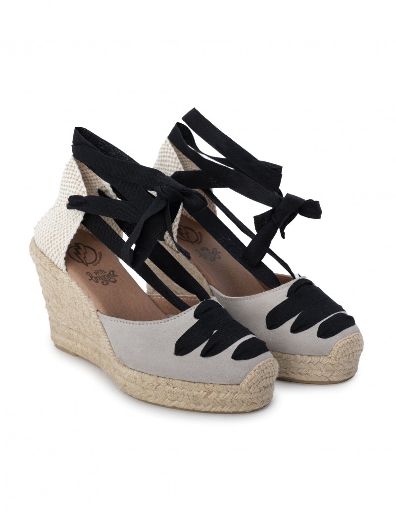 Alpargatas Cuña Cintas Gris PERA LIMONERA 2