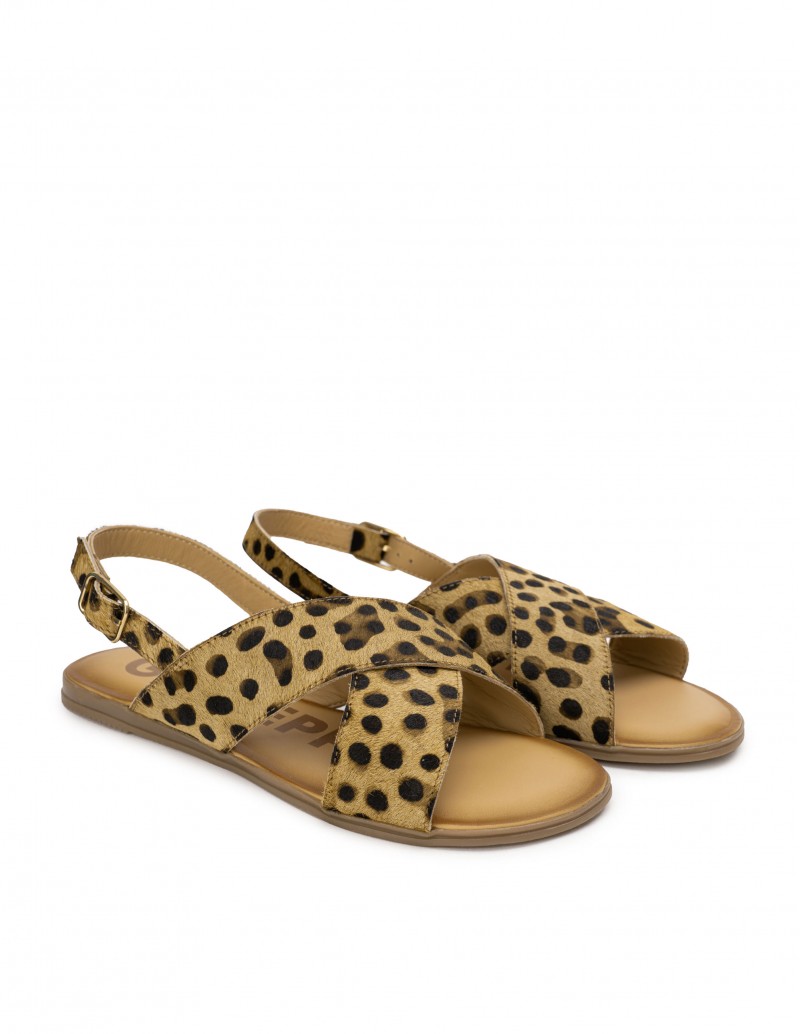 Sandalias Tiras Cruzadas Leopardo