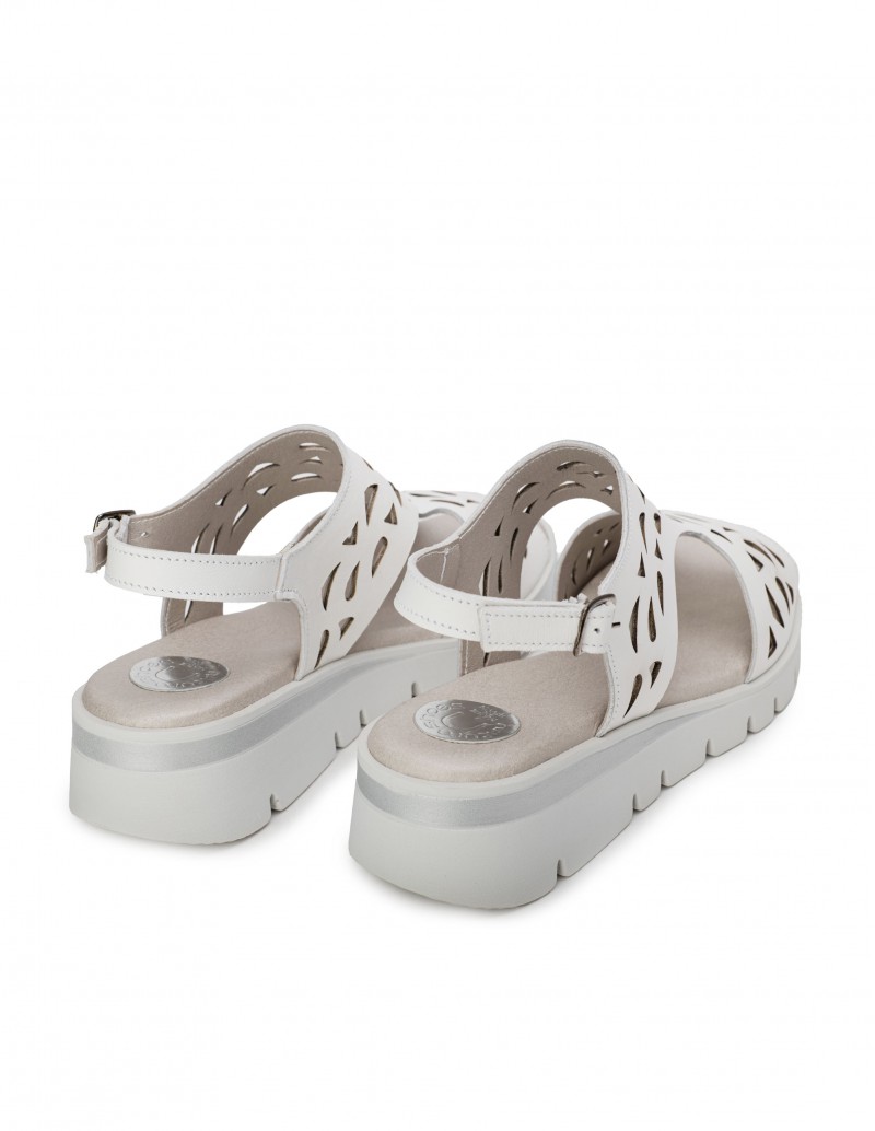 Sandalias Piel Blancas Cuña baja