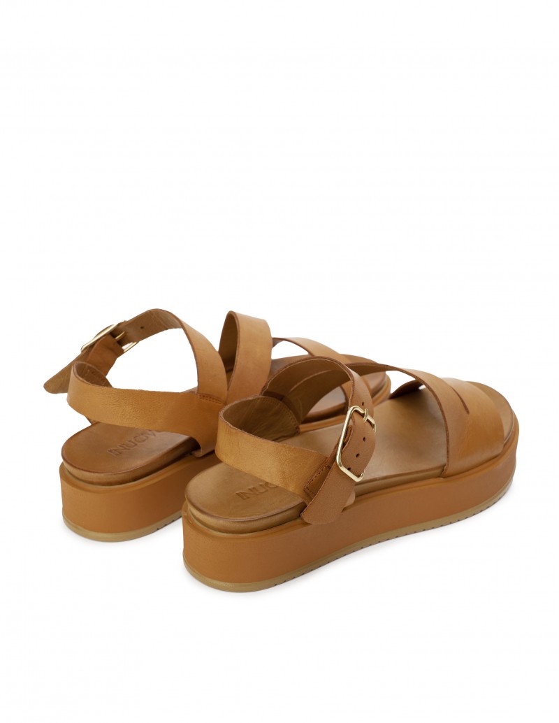 Sandalias Plataforma Piel Marrones