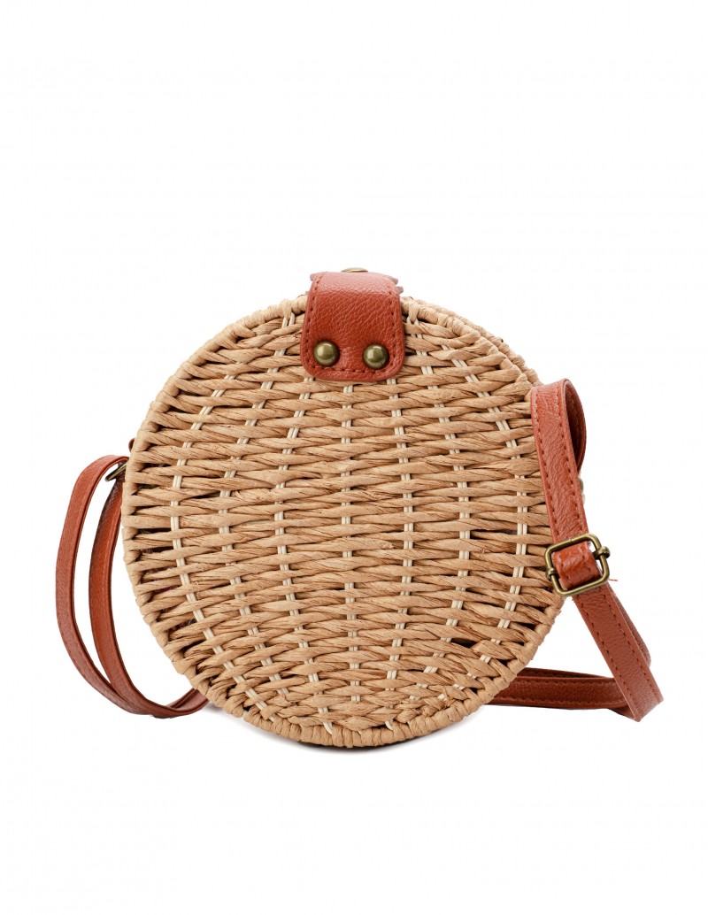 Bolso redondo ratan natural