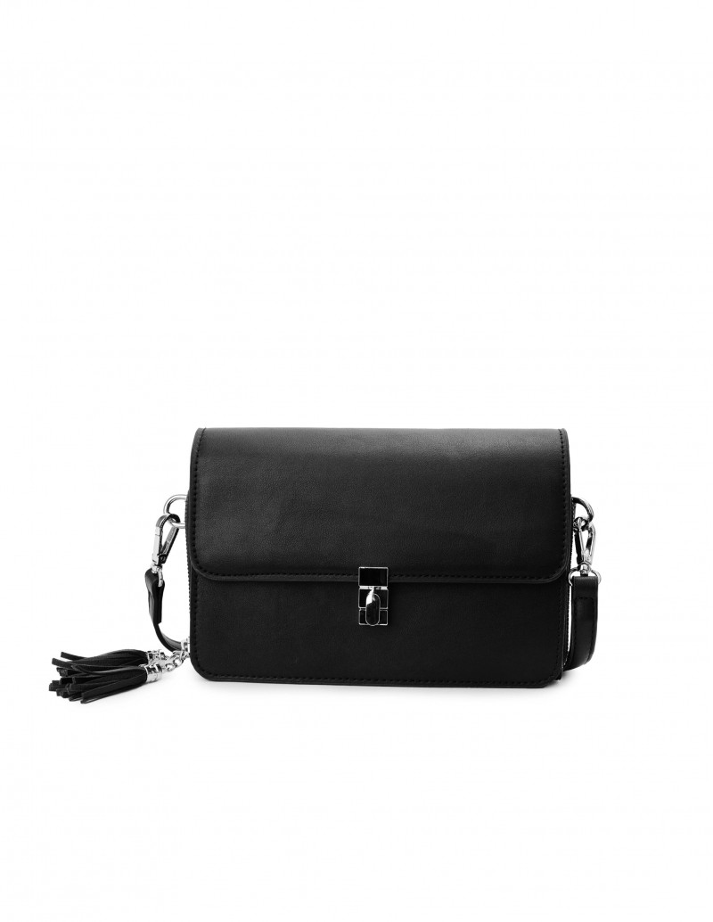 Bolso Bandolera Negro Borlas