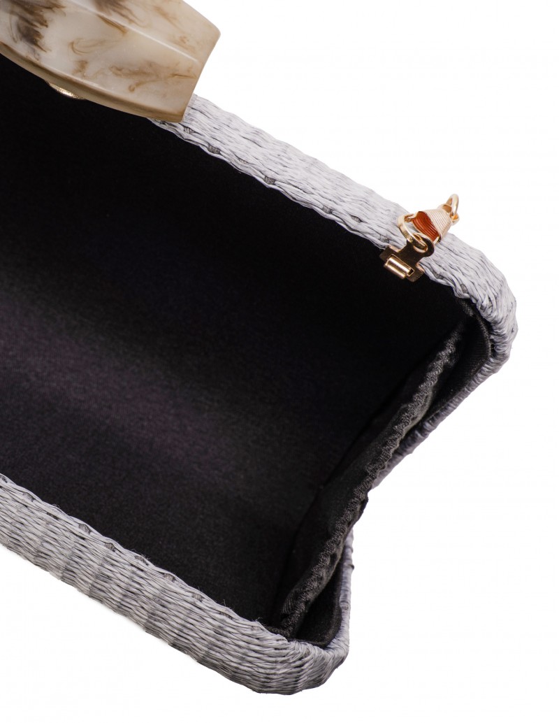 Clutch Rafia Fiesta Gris - PERA LIMONERA
