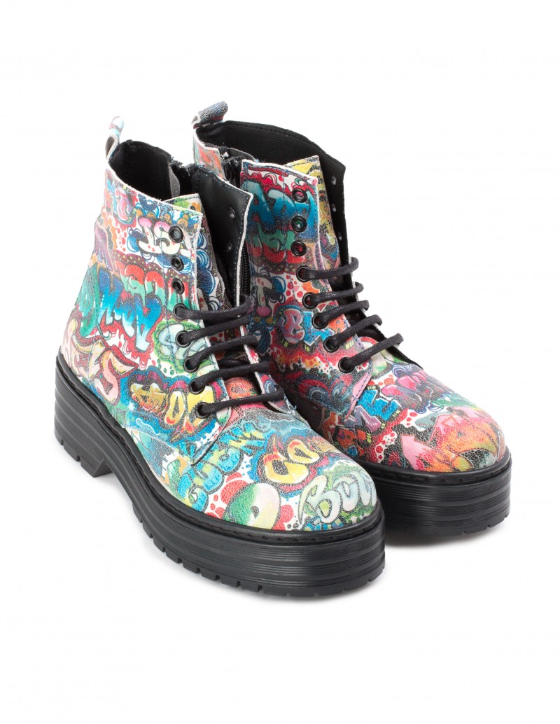 Botas Militares Plataforma Graffiti 2