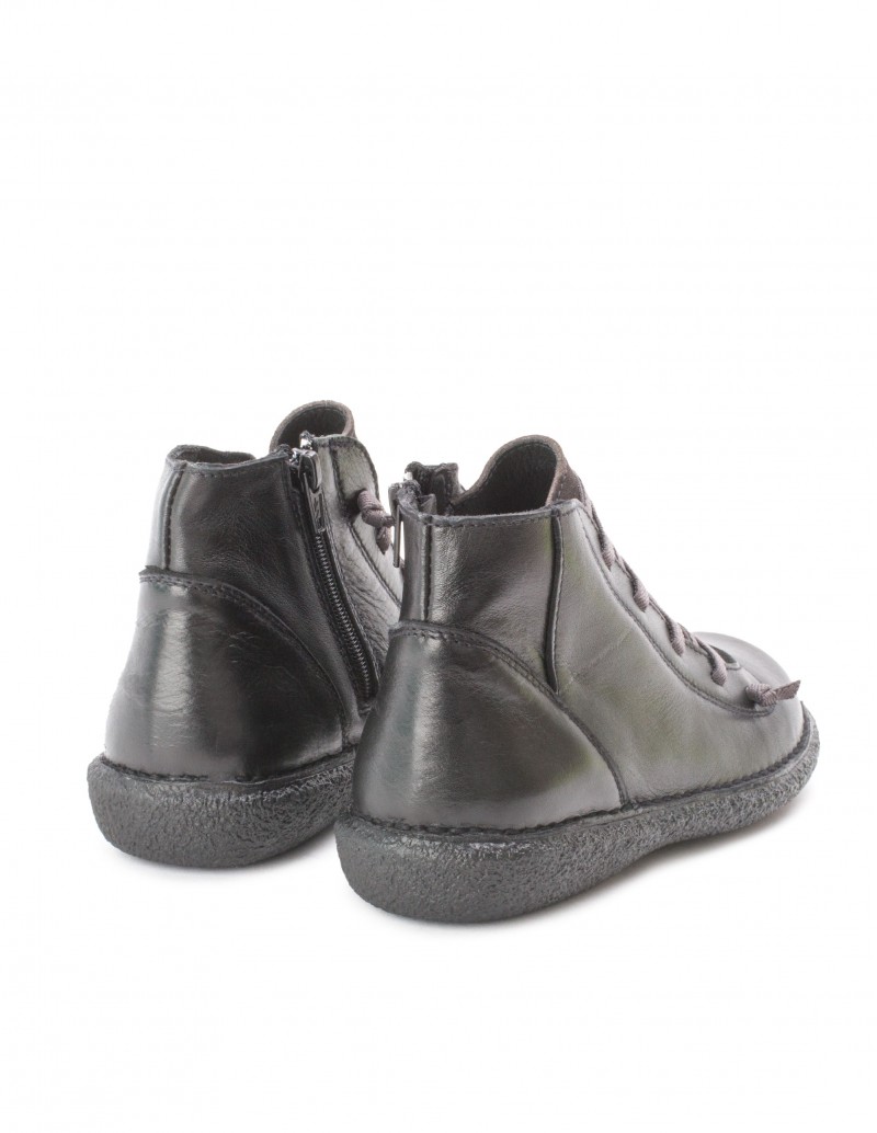 Botines Piel Cordones Elásticos Negros 2