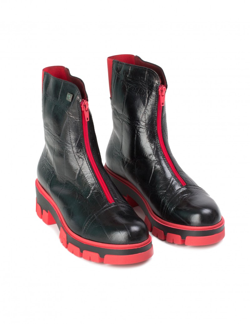 botas cremallera delantera roja