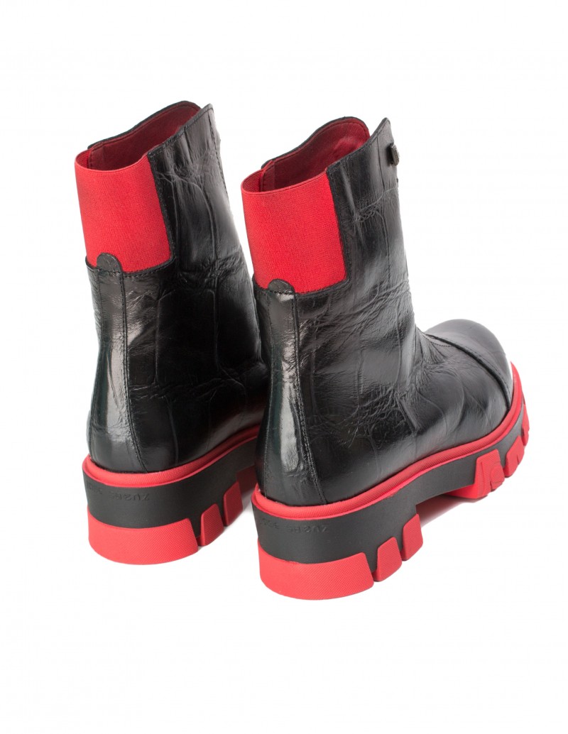 botas suela track cremallera roja