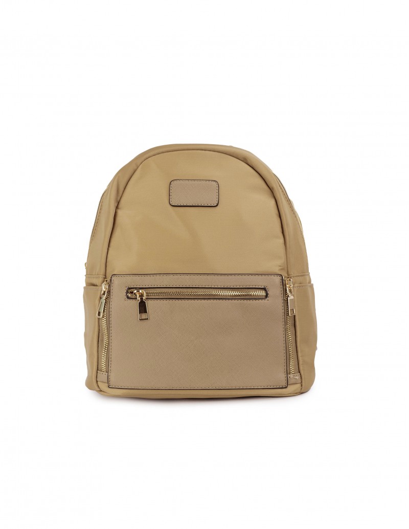 Mochila Redonda Nylon Beige