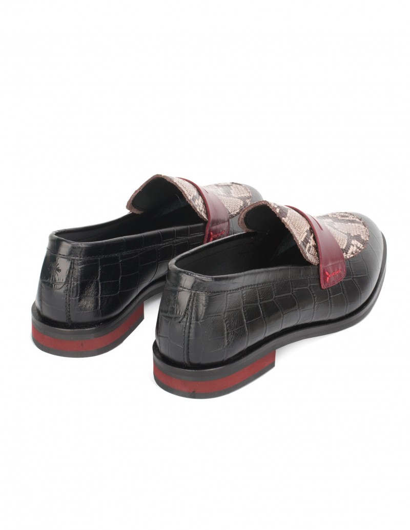 Mocasines Piel Estampado Serpiente