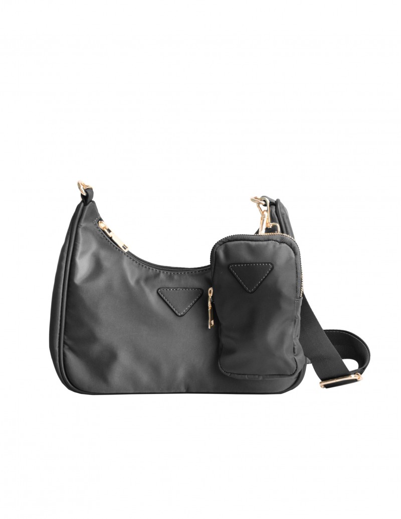 Bandolera Nylon Negra con Funda Teléfono