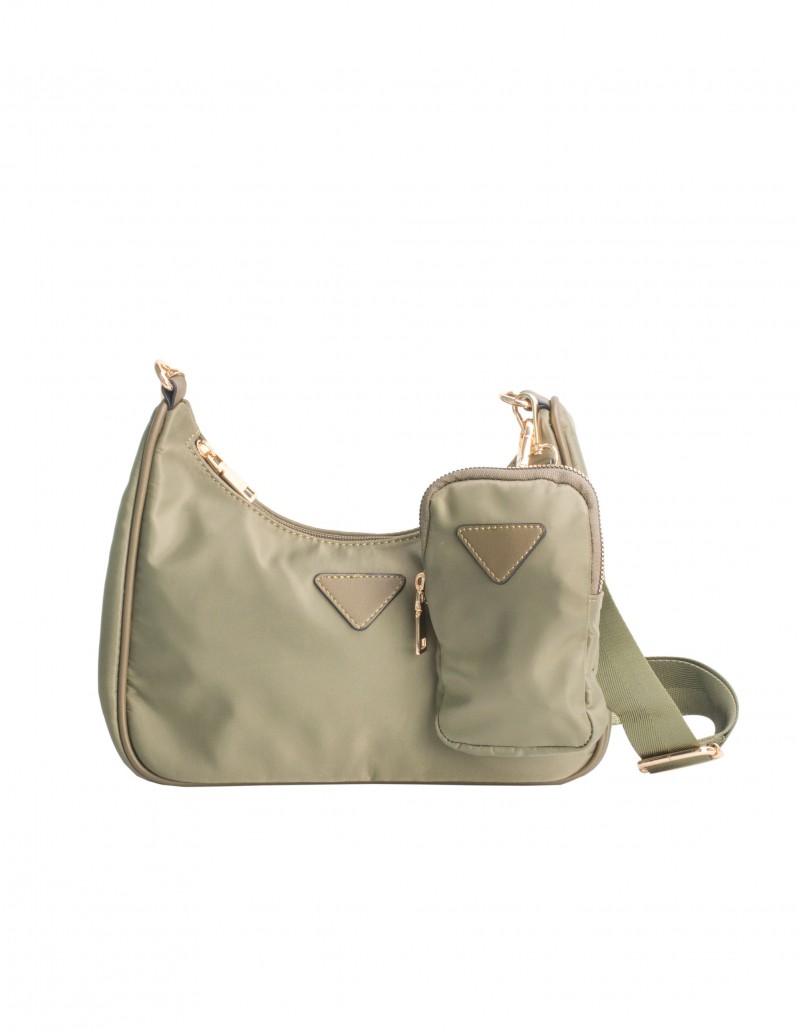 Bandolera Nylon Verde con Funda Teléfono