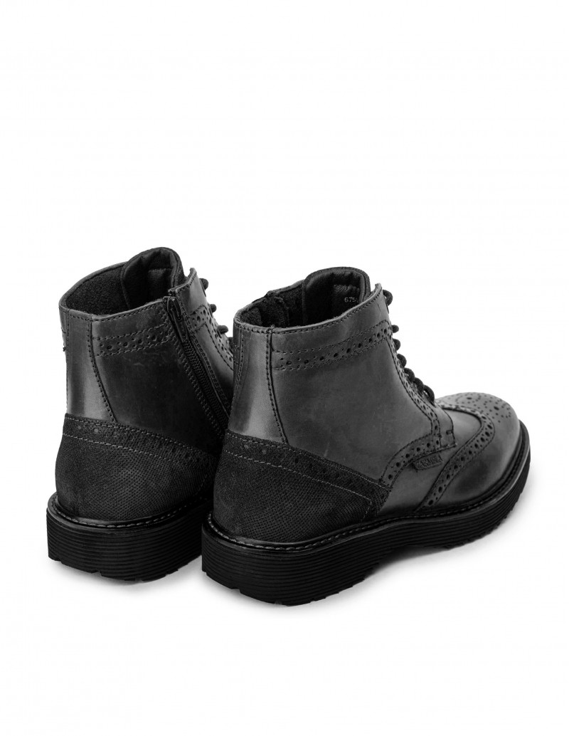 Botas Negras Piel Picados Hombre