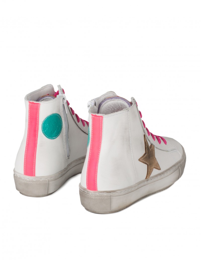 Zapatillas estrella blancas y rosa