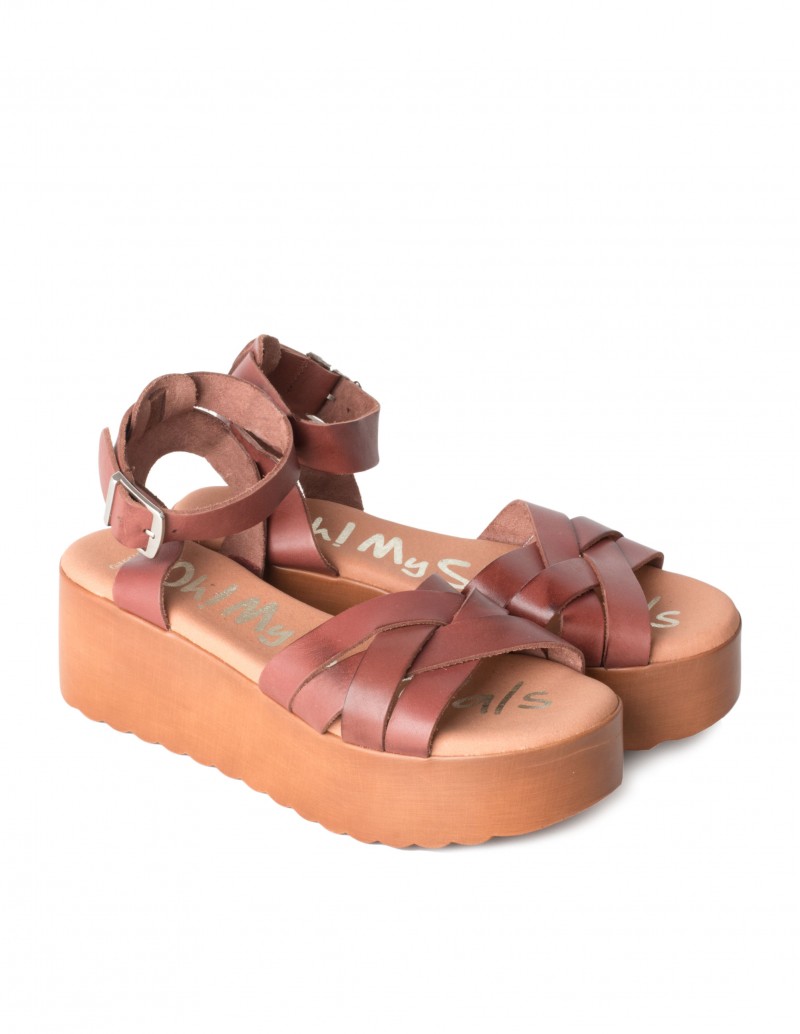 Sandalias Plataforma Madera Marrones