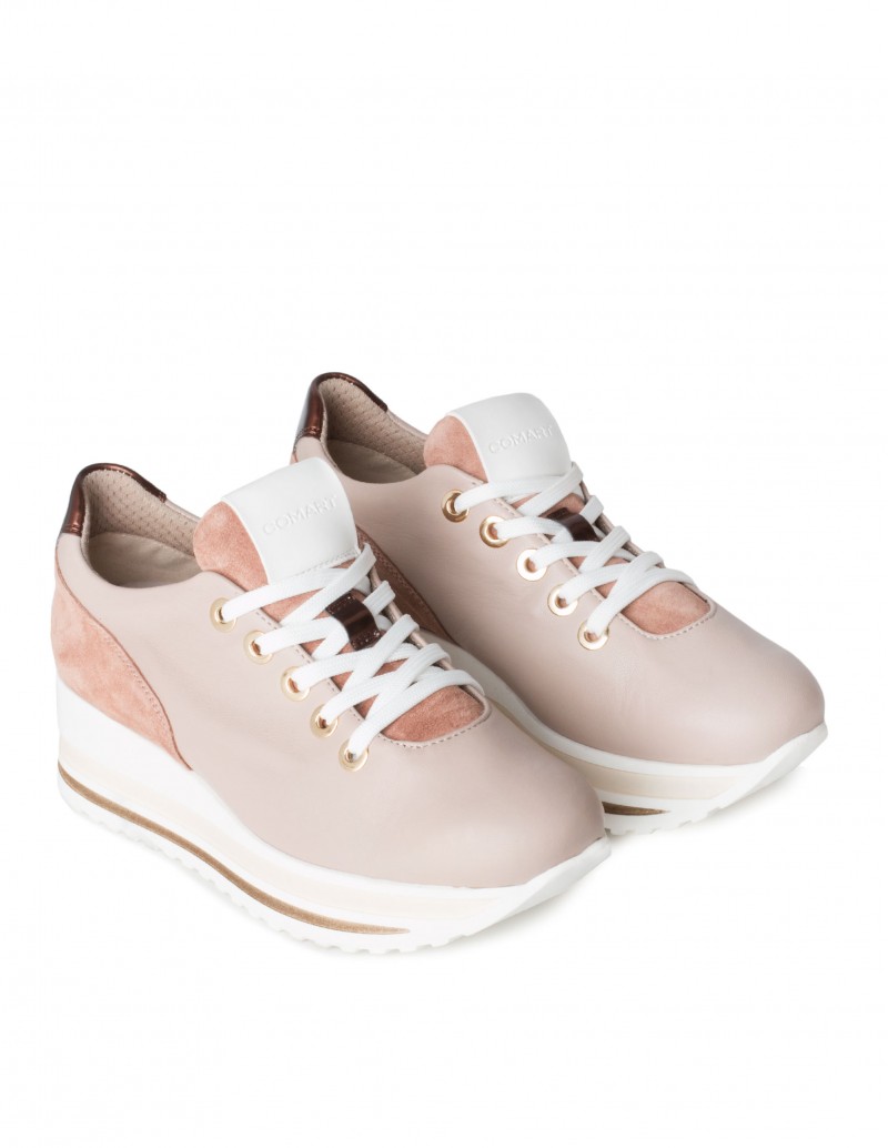 zapatos deportivos mujer beige plataforma