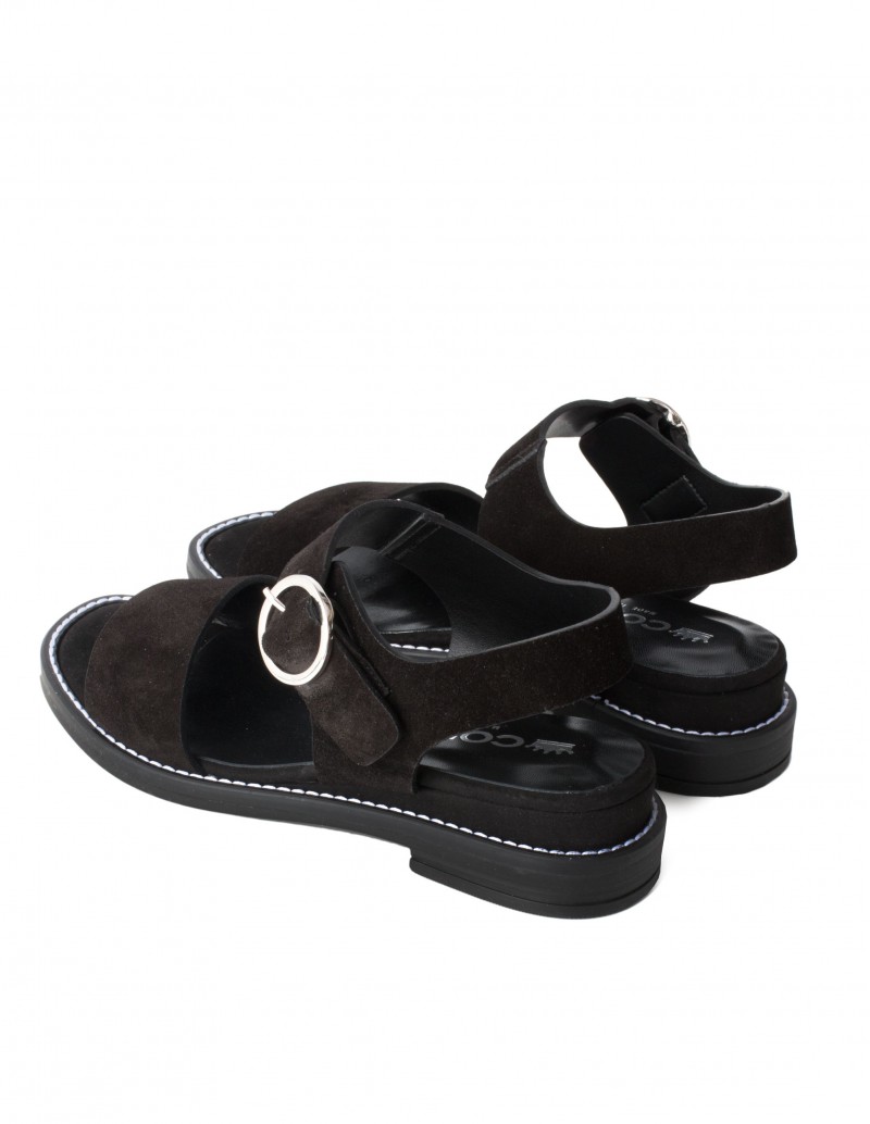 sandalias negras cuña baja