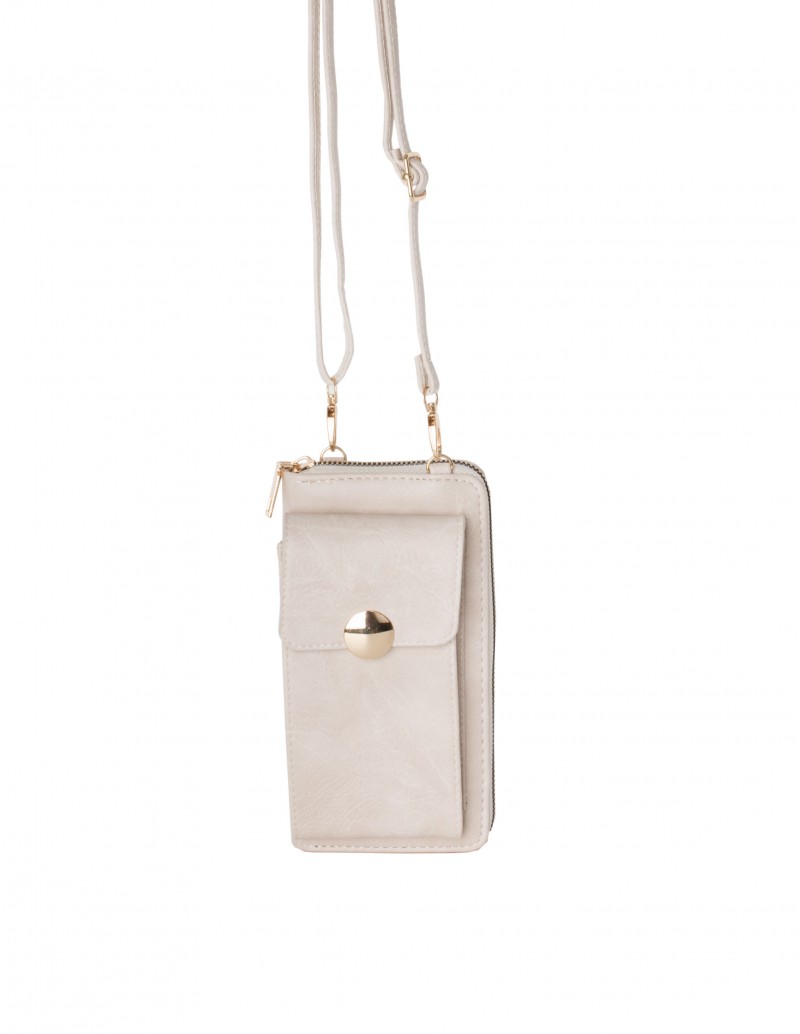 Bolso para Móvil Beige Broche Dorado