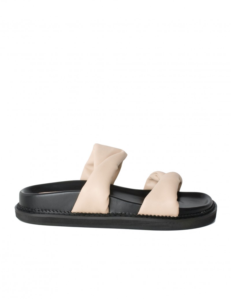 Sandalias Tiras Acolchadas Beige