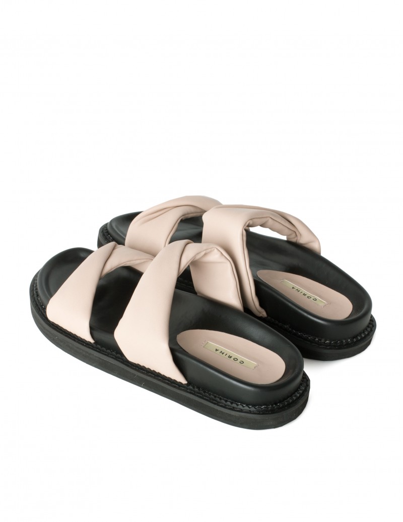 Sandalias Acolchadas Tiras Beige