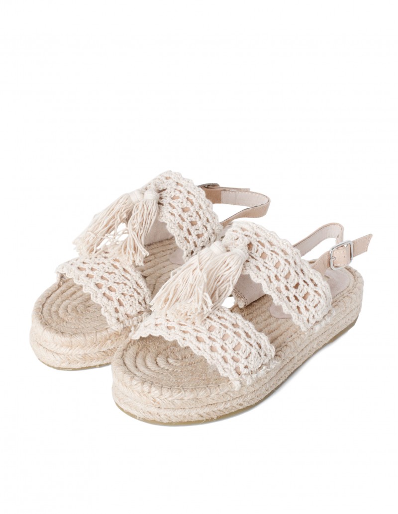 Sandalias Esparto Crochet Beige