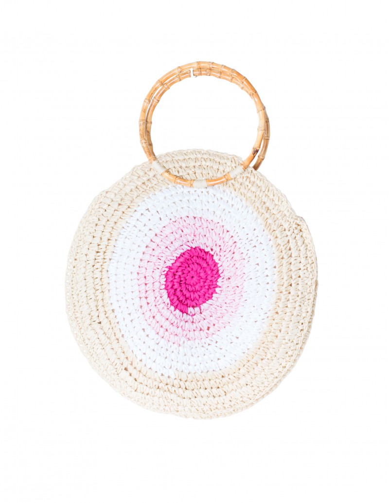 Bolso Rafia Redondo Rosa