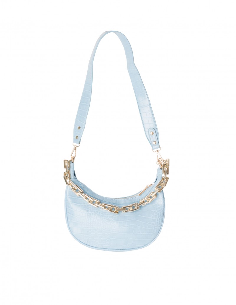 Bolso Coco Azul Pastel Cadena Dorada