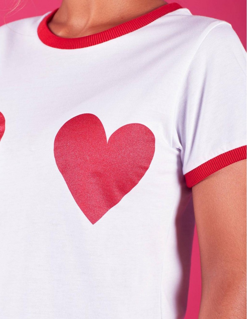 Camiseta Rayas Corazón - Camisetas Mujer