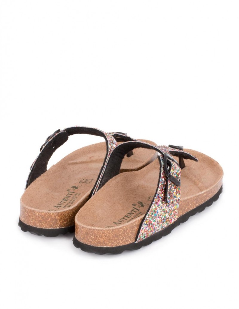 AUTENTI Sandalias Glitter Suela Corcho