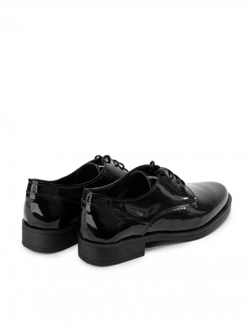 Zapatos con cordones mujer negro efecto charol de tacón con lazos piel La  Redoute Collections Plus