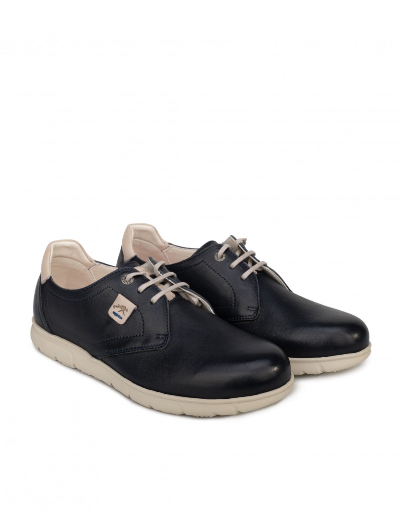 Zapatos Cordones Piel Azul Hombre