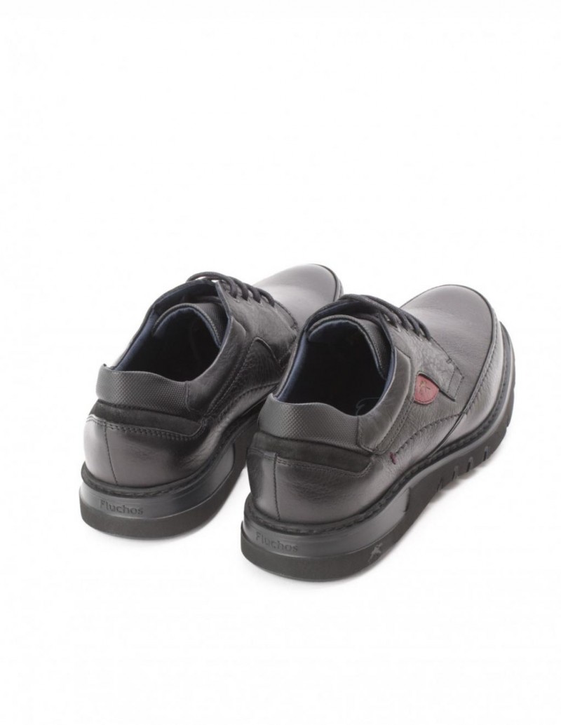 FLUCHOS Zapatos Piel Cordones Bordon Negro