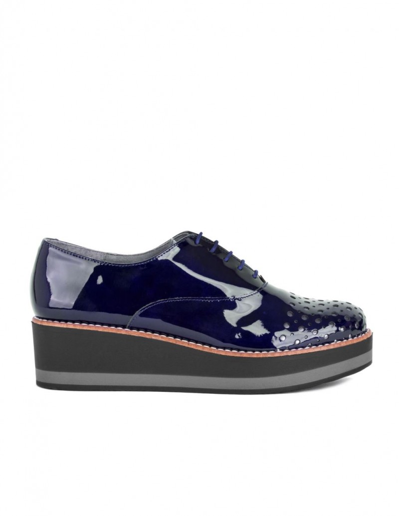 Mart second Join Zapatos Oxford Charol Plataforma Azul - PERA LIMONERA