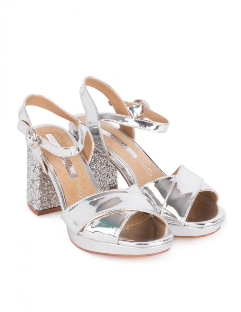 MARIA MARE Sandalias Tacon Glitter Plata