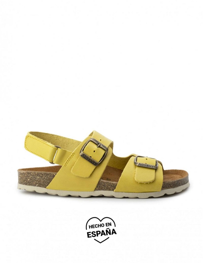 AUTENTI Sandalias Bio Tira Trasera Mostaza