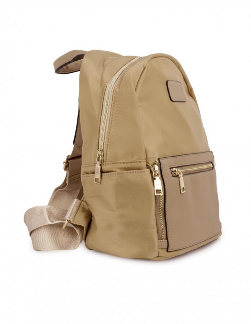 Mochila Redonda Nylon Beige