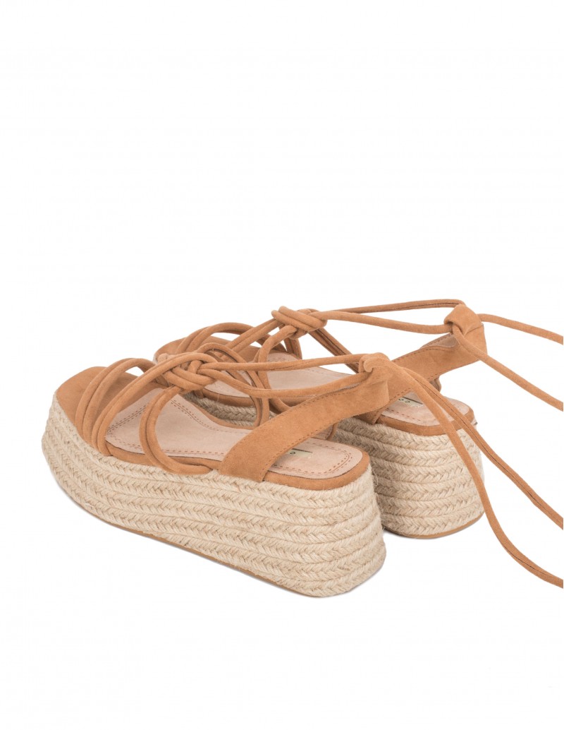 Sandalias Cuerdas Camel Plataforma Esparto