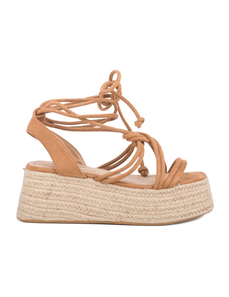 Sandalias Esparto Plataforma Cuerdas Camel