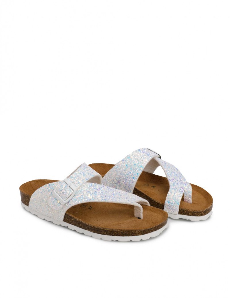 AUTENTI Sandalias Bio Glitter Blancas 2
